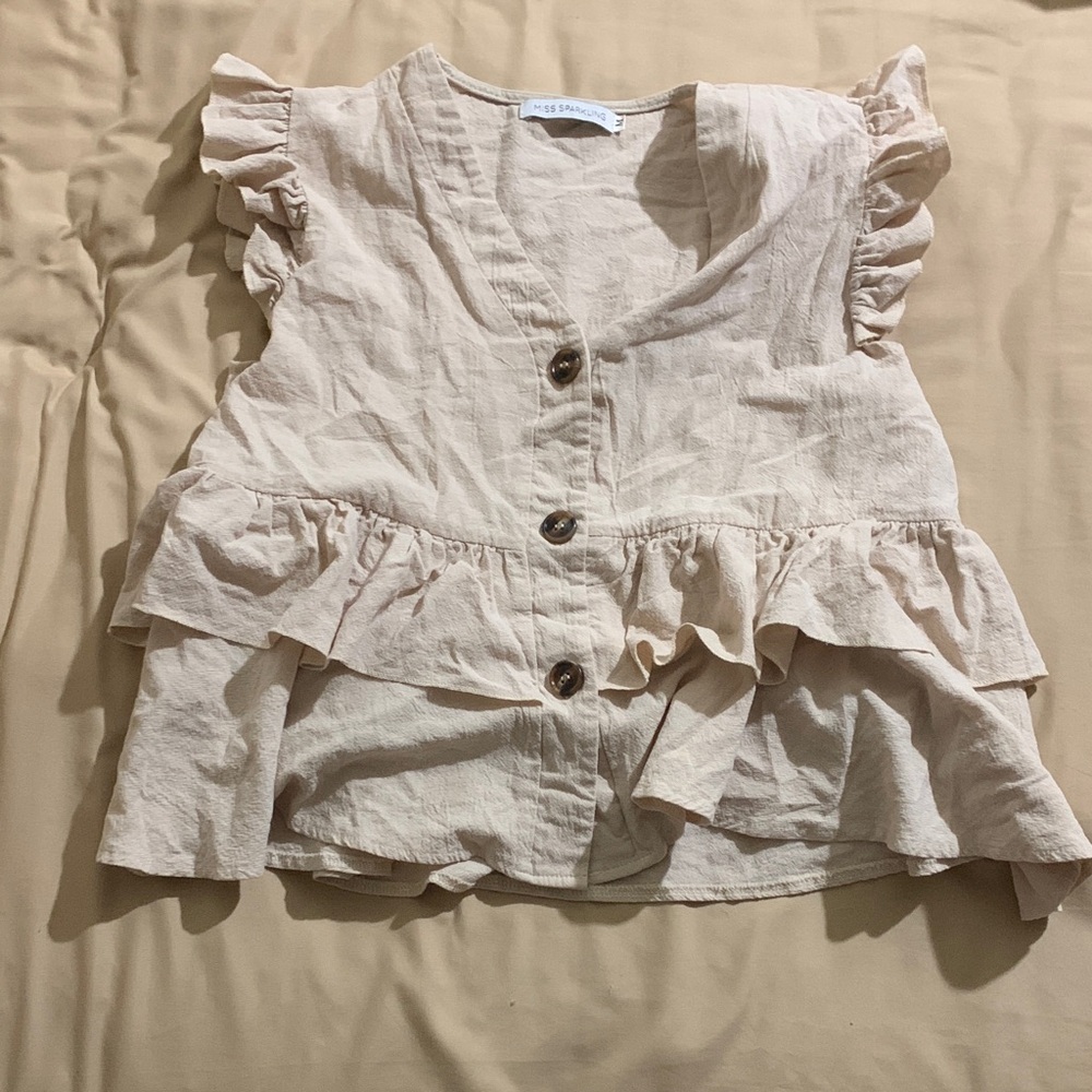 Ruffled Beige Blouse